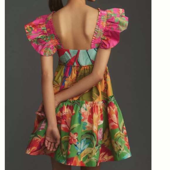 NWT Farm Rio Anthropologie Foliage Mix Mini Dress - Picture 2 of 6